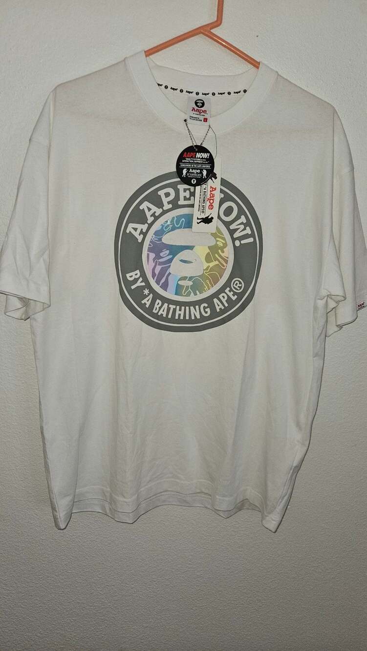 Aape By *A Bathing Ape Logo Graphic Crewneck T-Shirt White